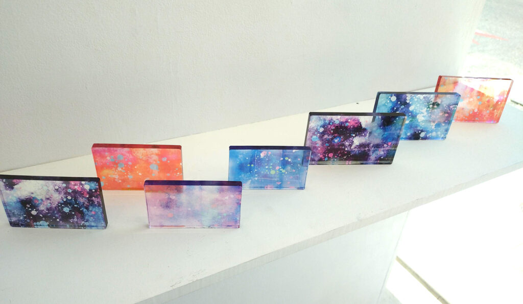 アクリルへの転写作品